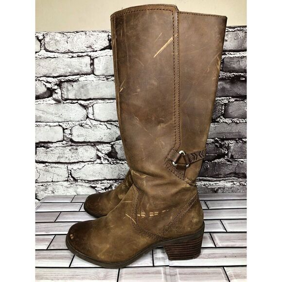Teva Brown Leather Foxy Side Zip Tall Riding Boots Women Sz 5.5US/36.5EU 1013675 - Picture 9 of 16
